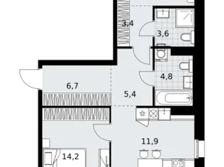 Mieszkanie 3 pokoi 81 m² Kommunarka, Rosja