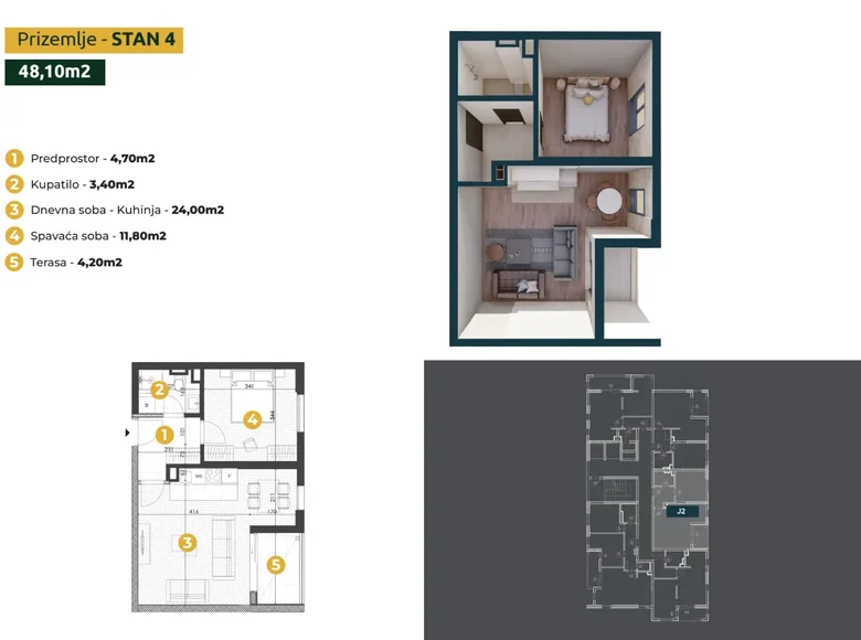 Apartamento 2 habitaciones 48 m² Bar, Montenegro