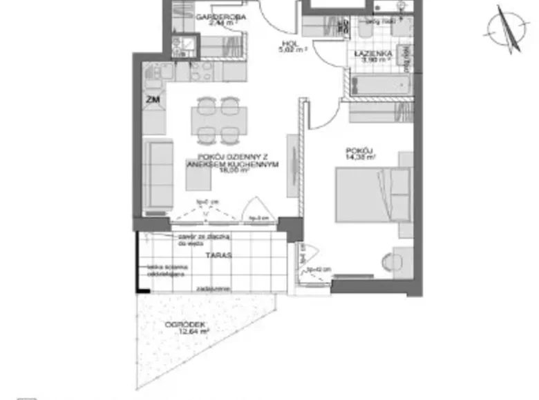 Apartamento 2 habitaciones 45 m² Gdansk, Polonia