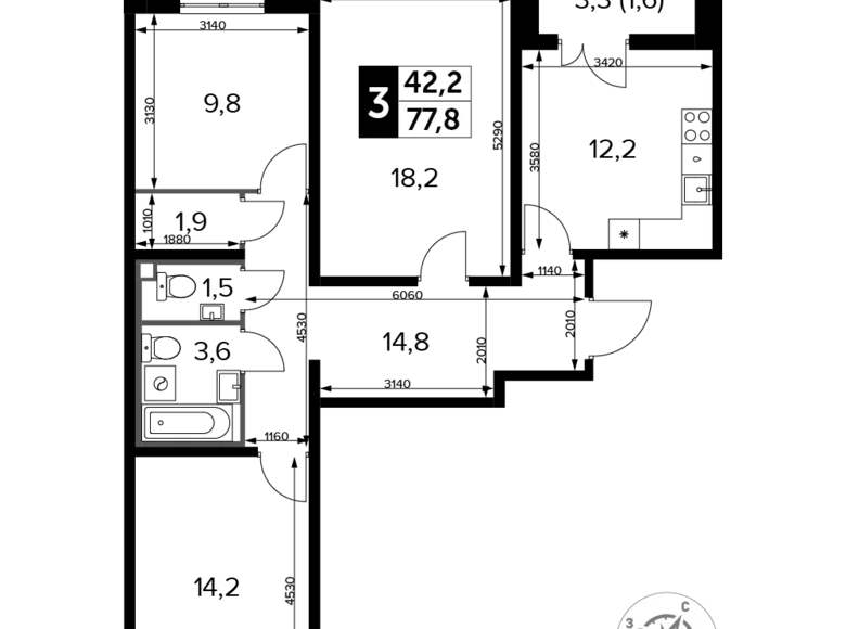 Wohnung 3 zimmer 78 m² Leninsky District, Russland