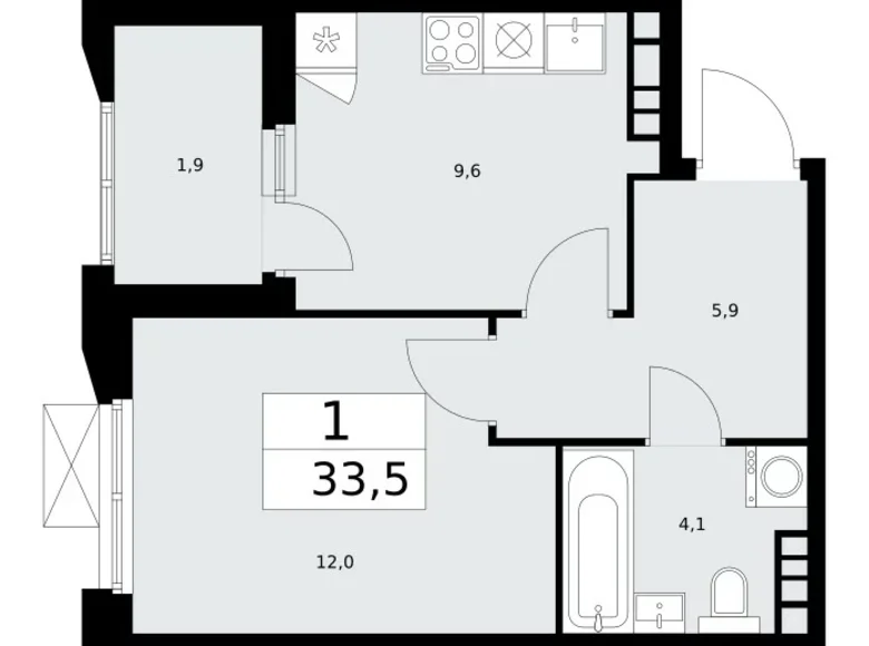 Mieszkanie 1 pokój 34 m² Kommunarka, Rosja