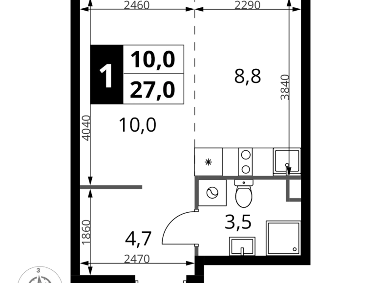 Studio 1 chambre 27 m² Khimki, Russie