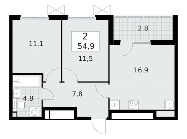 Wohnung 2 zimmer 55 m² Krasnoje Selo, Russland
