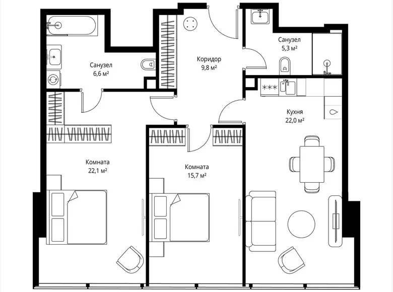 Apartamento 2 habitaciones 82 m² Moscú, Rusia
