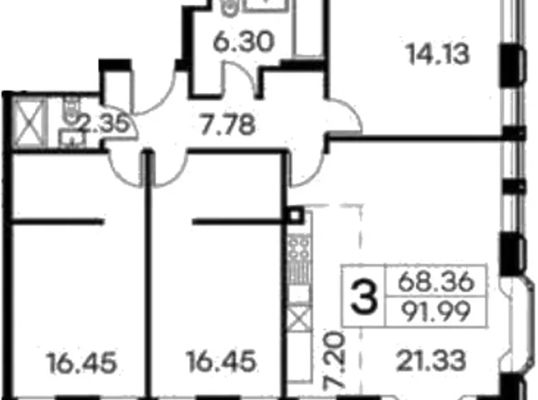 Appartement 3 chambres 92 m² Moscou, Russie