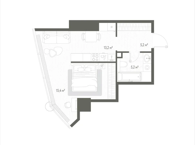 Квартира 1 комната 39 м² Россия, Россия