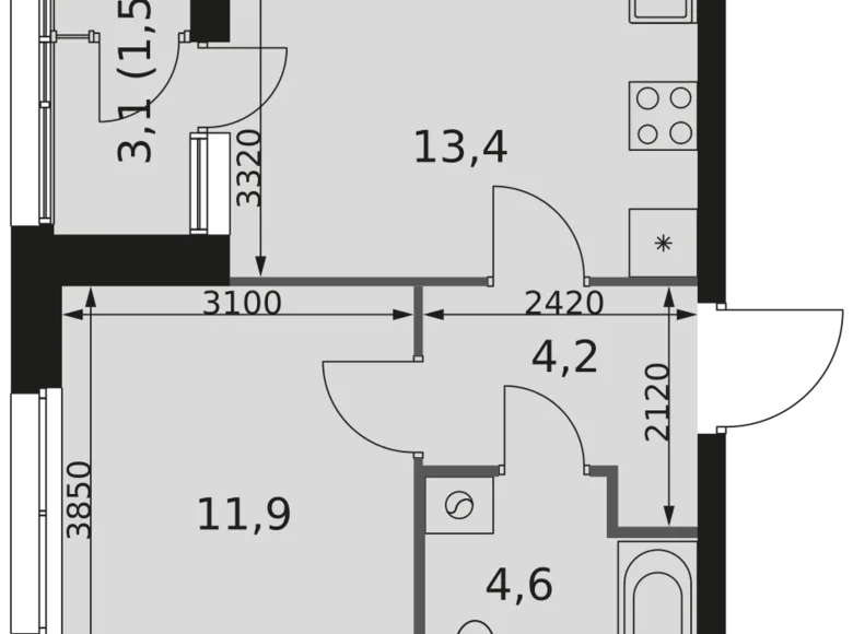 Wohnung 1 zimmer 36 m² Moskau, Russland