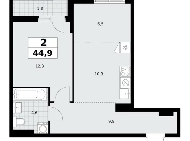 Квартира 2 комнаты 45 м² район Коммунарка, Россия