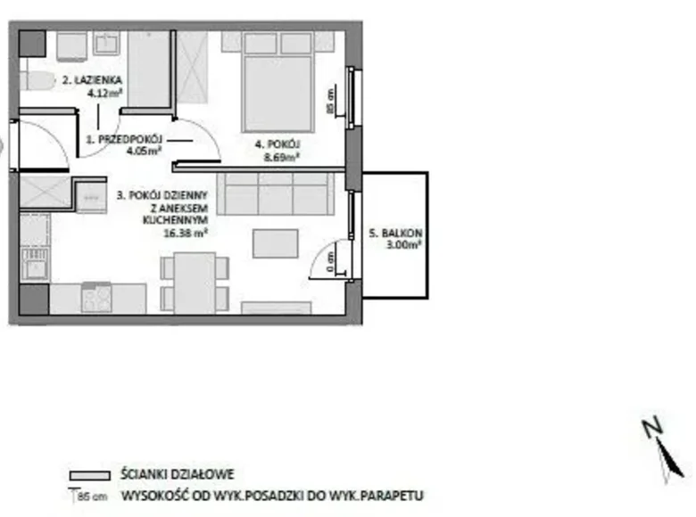Apartamento 2 habitaciones 35 m² Gdansk, Polonia