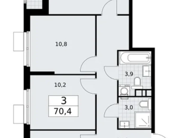 Квартира 3 комнаты 70 м² район Внуково, Россия