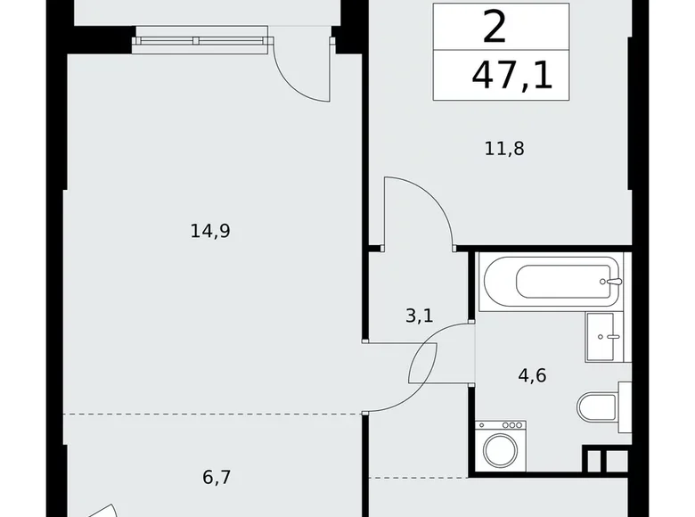 Apartamento 2 habitaciones 47 m² Kommunarka, Rusia