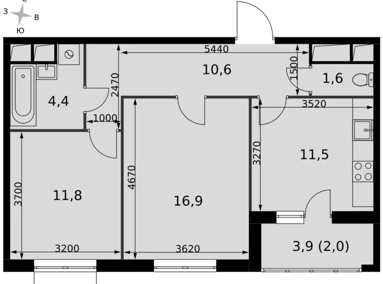 Appartement 2 chambres 59 m² Razvilka, Russie
