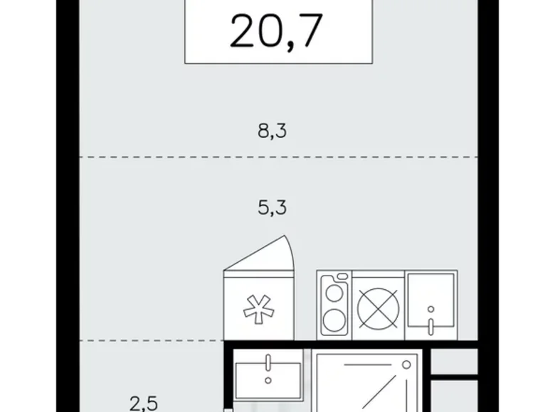 1 room apartment 21 m² Kommunarka, Russia
