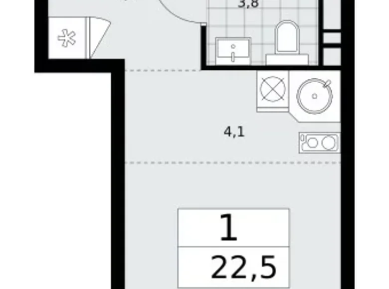 Apartamento 1 habitación 23 m² Kommunarka, Rusia