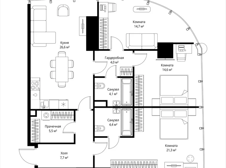 Apartamento 3 habitaciones 103 m² Moscú, Rusia