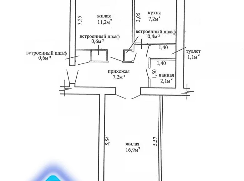 Квартира 2 комнаты 47 м² Речица, Беларусь