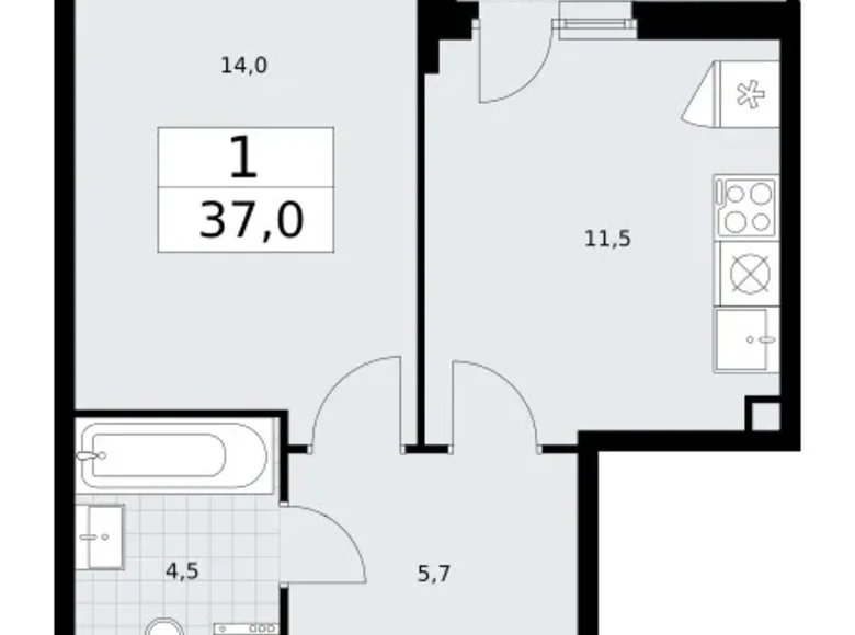 Wohnung 1 zimmer 37 m² Wnukowo, Russland