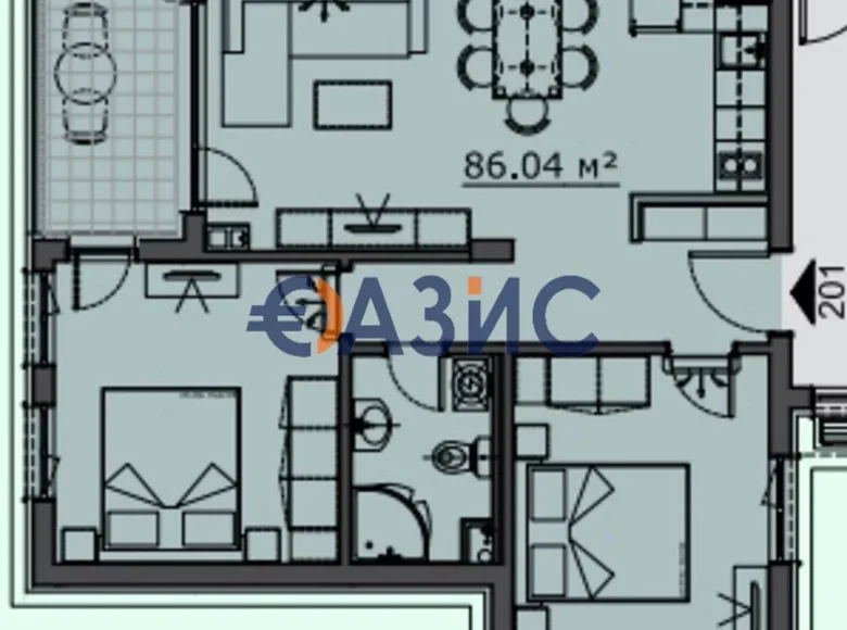 Квартира 3 комнаты 86 м² Несебр, Болгария