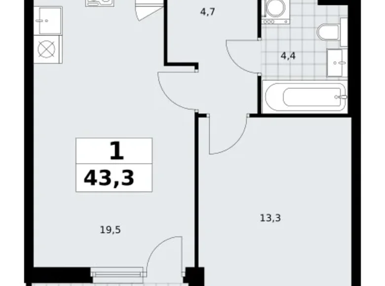 Appartement 1 chambre 43 m² Kommunarka, Russie