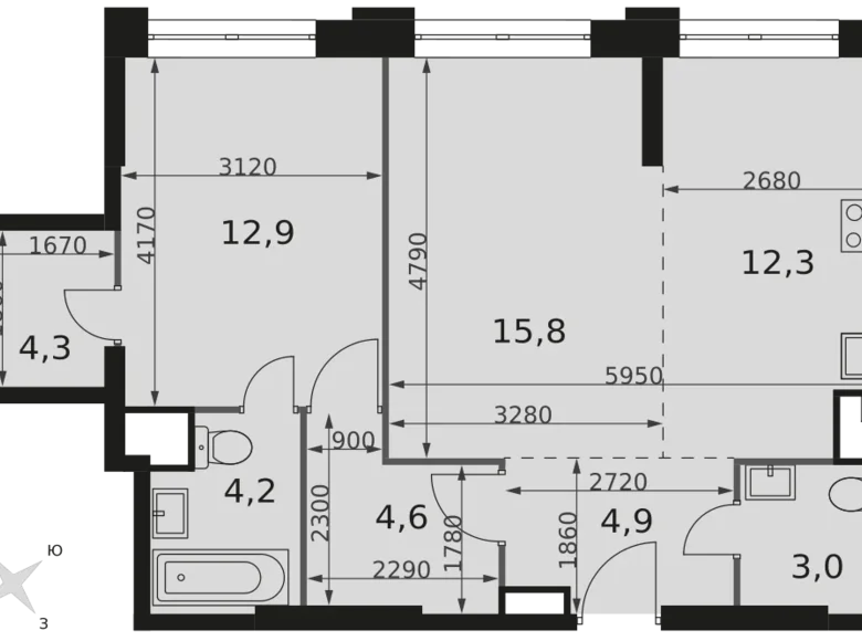 Wohnung 2 zimmer 62 m² Moskau, Russland