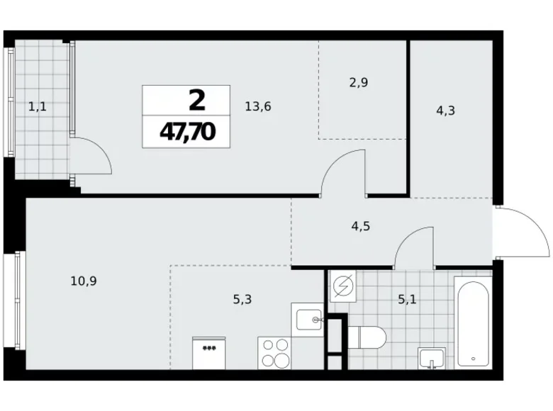 Wohnung 2 zimmer 48 m² Moskau, Russland