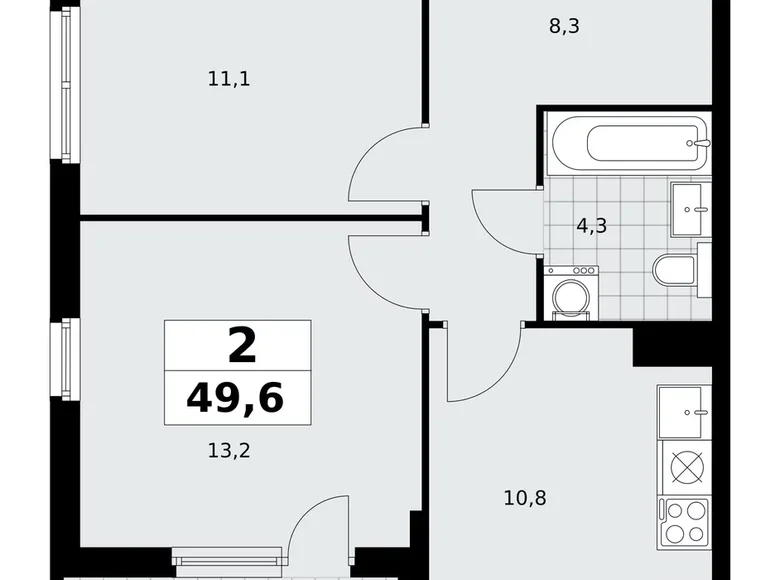Apartamento 2 habitaciones 50 m² Kommunarka, Rusia