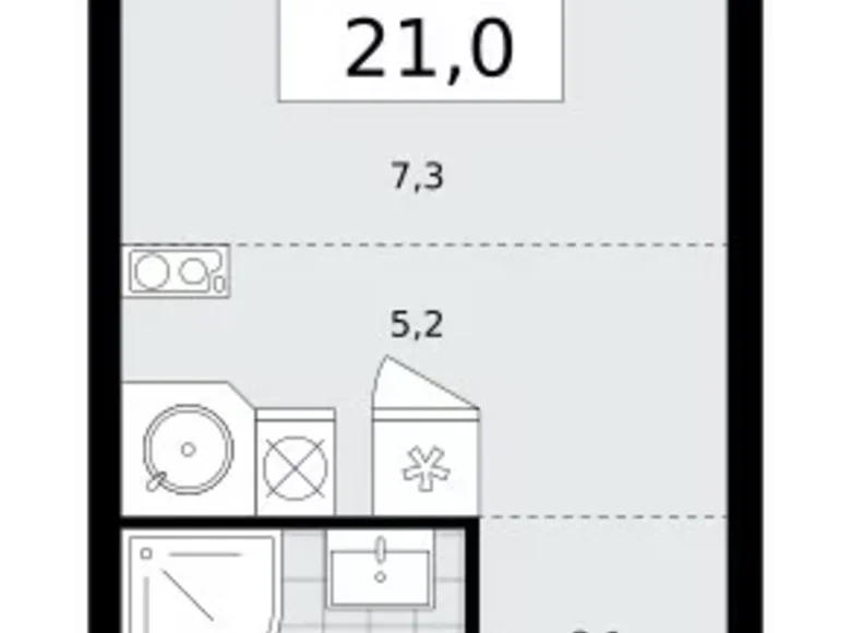 Mieszkanie 1 pokój 21 m² Kommunarka, Rosja