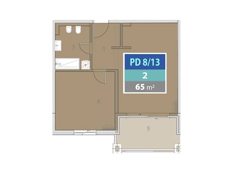 Mieszkanie 2 pokoi 65 m² Provodina, Czarnogóra