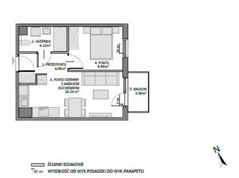 Apartamento 2 habitaciones 34 m² Gdansk, Polonia