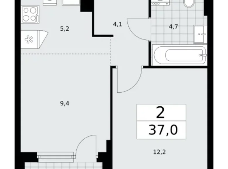 Apartamento 2 habitaciones 37 m² Kommunarka, Rusia
