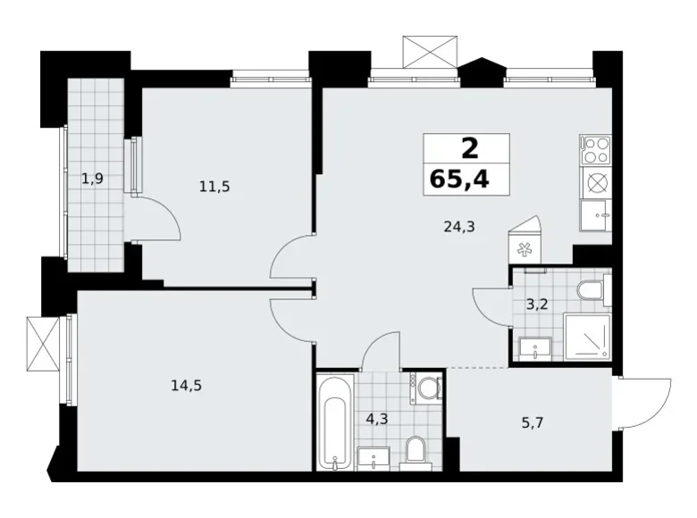Wohnung 2 zimmer 65 m² Troizk, Russland
