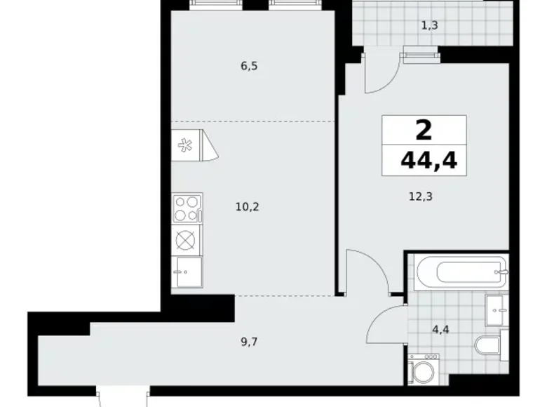 Apartamento 2 habitaciones 44 m² Kommunarka, Rusia