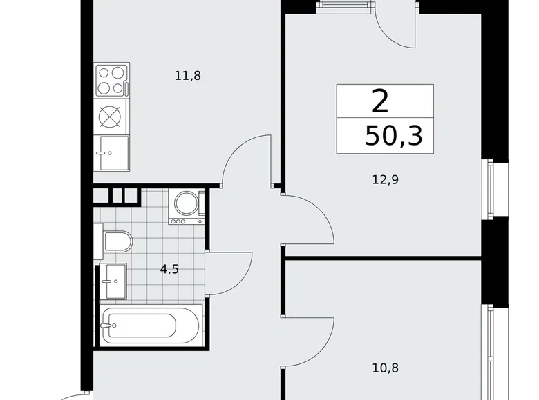 Квартира 2 комнаты 50 м² район Коммунарка, Россия