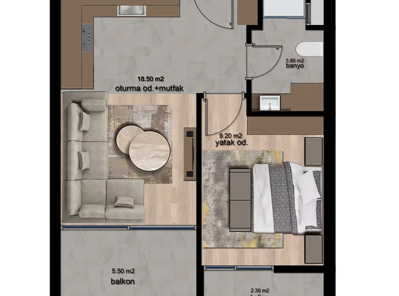 Квартира 2 комнаты 39 м² Мезитли, Турция