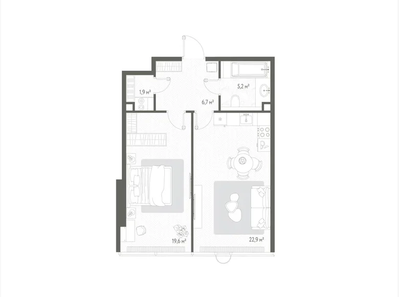 1 room apartment 56 m² Russia, Russia