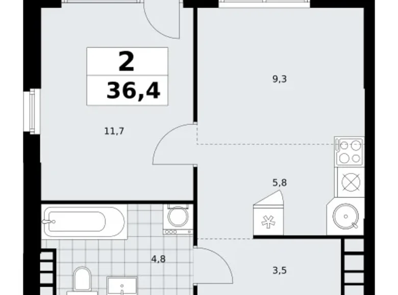 Wohnung 2 zimmer 36 m² Moskau, Russland