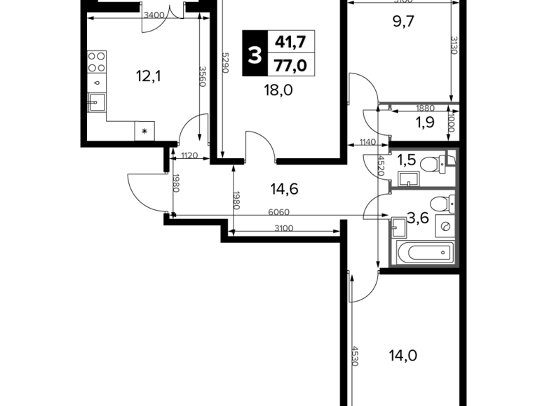 Appartement 3 chambres 77 m² Leninsky District, Russie