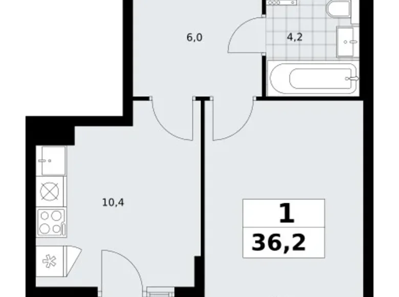 Mieszkanie 1 pokój 36 m² Troick, Rosja