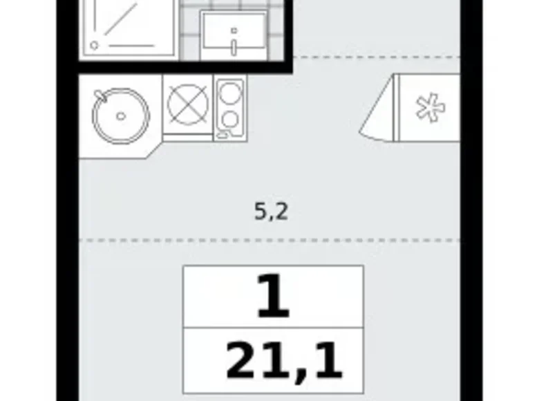 Mieszkanie 1 pokój 21 m² Kommunarka, Rosja