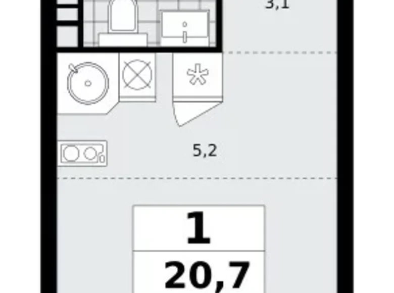 Wohnung 1 zimmer 21 m² Kommunarka, Russland