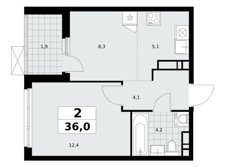 Mieszkanie 2 pokoi 36 m² Kommunarka, Rosja