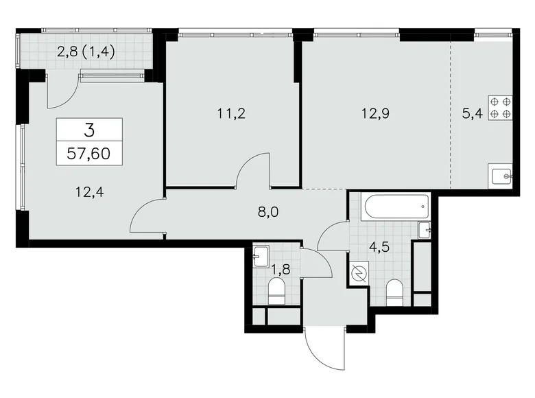 Wohnung 3 zimmer 58 m² Moskau, Russland