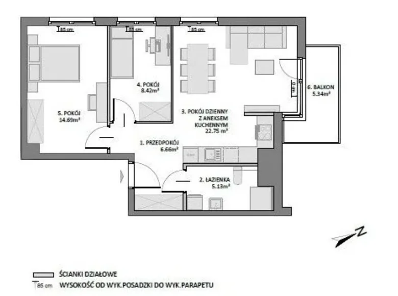 2 bedroom apartment 58 m² Gdańsk, Poland