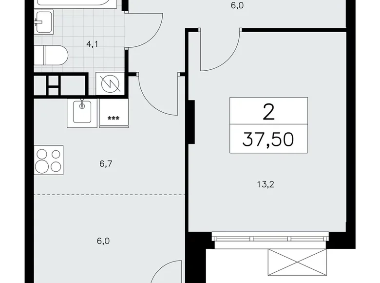 Mieszkanie 2 pokoi 38 m² Kommunarka, Rosja