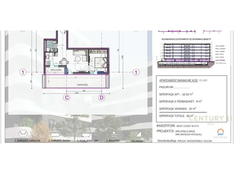 Apartamento 2 habitaciones 60 m² Golem, Albania