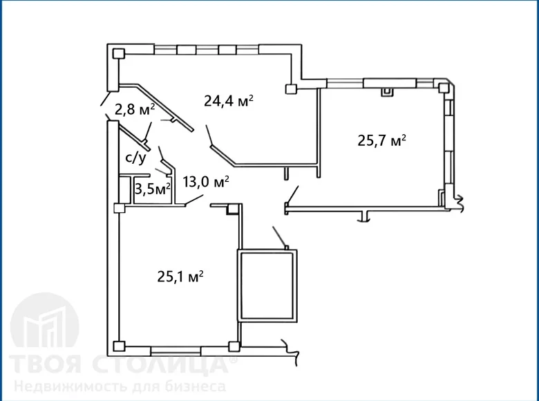 Офис 3 комнаты 95 м² в Минске, Беларусь