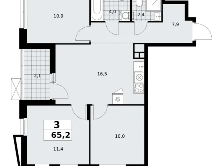 Квартира 3 комнаты 65 м² район Коммунарка, Россия