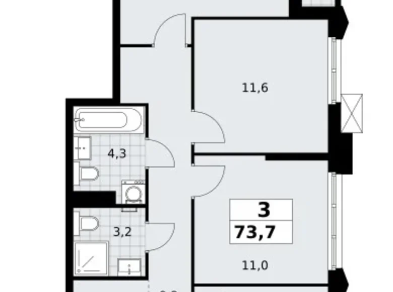 Apartamento 3 habitaciones 74 m² Troitsk, Rusia