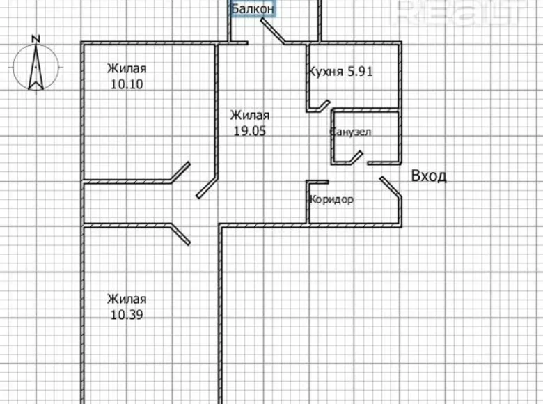 Mieszkanie 3 pokoi 56 m² Bobrujsk, Białoruś