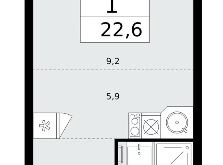 1 room apartment 23 m² Kommunarka, Russia